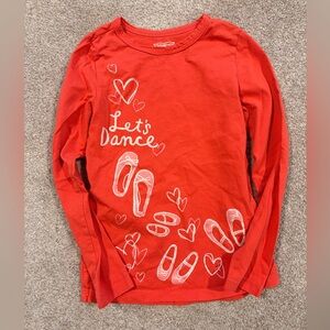 OshKosh B'gosh Red Long-Sleeve 'Let's Dance' Tee with Ballet Shoe Graphics